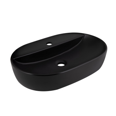 Раковина накладна Scorpio 600х400х120 мм, Matt Black, овальна, без донного клапана QT142203MBMBN Qtap