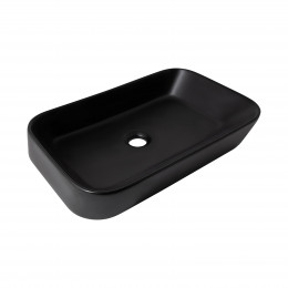 Раковина накладна Scorpio 550х390х120 мм, Matt Black, прямокутна, без донного клапана QT14112243MBN Qtap