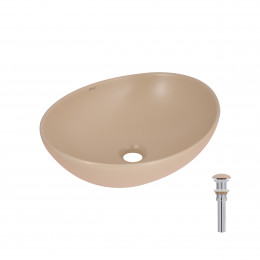 Раковина накладна Dove 415x340x140 мм, Beige, овальна, з донним клапаном QTDOV188SB49784 Qtap