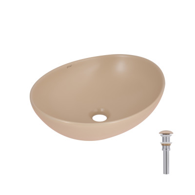 Раковина накладна Dove 415x340x140 мм, Beige, овальна, з донним клапаном QTDOV188SB49784 Qtap