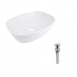 Комплект Qtap Cardinal: Раковина накладна 600x380x140 мм, White, овальна + Донний клапан Pop-up PU02