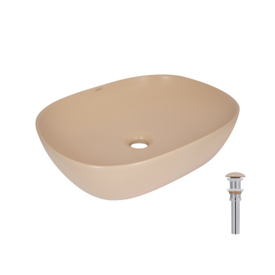 Раковина накладна Aquarius 470x380x120 мм, Beige, прямокутна, з донним клапаном QTAQA188SB49781 Qtap