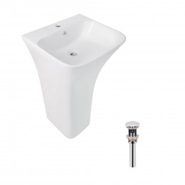 Комплект Qtap Crow: Раковина напольна моноблок 445x420x840 мм White + Донний клапан PU02O