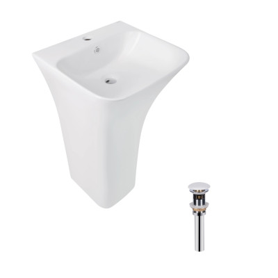 Комплект Qtap Crow: Раковина напольна моноблок 445x420x840 мм White + Донний клапан PU02O