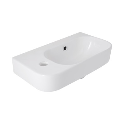 Раковина підвісна Tern 450х250х158 мм, White, ліва, прямокутна, без донного клапана QT1711H02RW Qtap