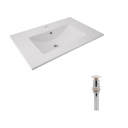 Комплект Albatross: Раковина врізна меблева 720x460x180 мм, White, прямокутна + Донний клапан Pop-up PU02O