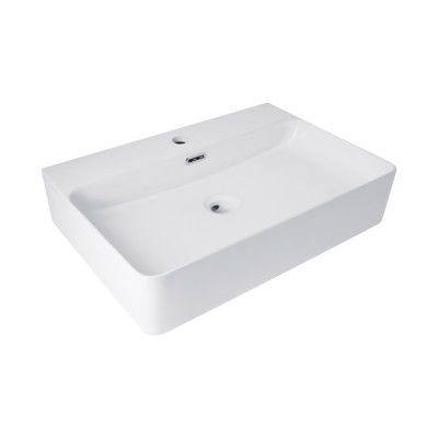 Раковина підвісна Nando LT 610х420х140 мм, White, прямокутна, без донного клапана QT12116146W Qtap