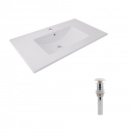 Комплект Albatross: Раковина врізна меблева 820x460x180 мм, White, прямокутна + Донний клапан Pop-up PU02O