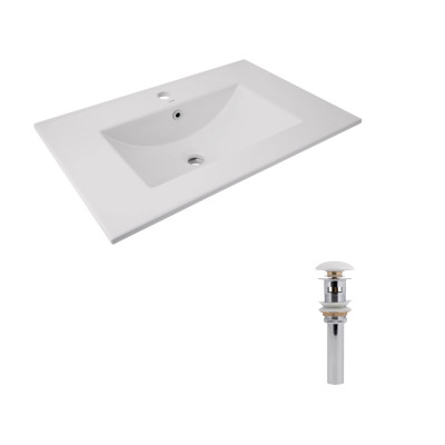 Комплект Albatross: Раковина врізна меблева 720x460x180 мм, White, прямокутна + Донний клапан Pop-up PU02O