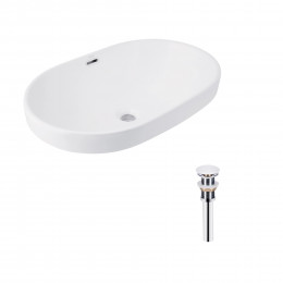 Комплект Qtap Leo: Раковина врізна овальна 590x400x170 мм White + Донний клапан PU02O