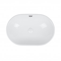 Раковина врізна Leo 590x400x170 мм, White, овальна, з донним клапаном QT11114028W Qtap