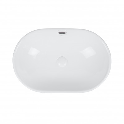 Раковина врізна Leo 590x400x170 мм, White, овальна, з донним клапаном QT11114028W Qtap