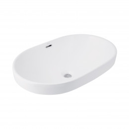 Раковина врізна Leo 610x405x185 мм, White, овальна, без донного клапана QT11118014W Qtap