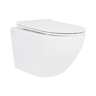 Унітаз підвісний Jay Rimless 485×360×320 мм, White, з сидінням Slim Duroplast/ Soft-close/ Quick Relase QT07335177RW Qtap
