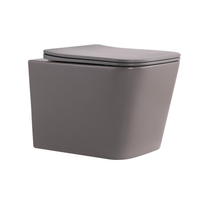 Унітаз підвісний Tern Ultra Quiet 520×345×325 мм, Stone grey, з сидінням Slim Duroplast / Soft-close / Quick Release QTTER26SG49000 Qtap