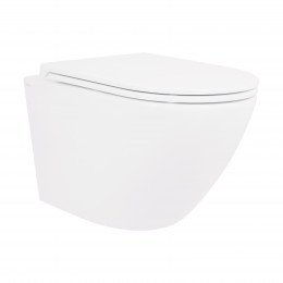 Унітаз підвісний Robin Rimless 490x370x360 мм, White, з сидінням Slim Duroplast/ Soft-close/ Quick Release QT1333046ENRW Qtap