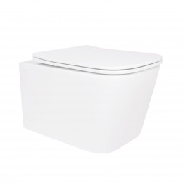 Унітаз підвісний Crow Rimless 485х340х330 мм, White, з сидінням Slim Duroplast/ Soft-close/ Quick Release QT05335171RW Qtap