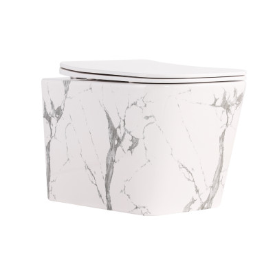 Унітаз підвісний Tern Ultra Quiet 520×345×325 мм, Marble, з сидінням Slim Duroplast / Soft-close / Quick Release QTTER26MR49002 Qtap