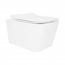 Унітаз підвісний Crow Rimless 520х360х290 мм, White, з сидінням Slim Duroplast/ Soft-close/ Quick Release QT05335170W Qtap