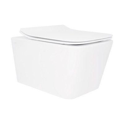 Унітаз підвісний Crow Rimless 520х360х290 мм, White, з сидінням Slim Duroplast/ Soft-close/ Quick Release QT05335170W Qtap