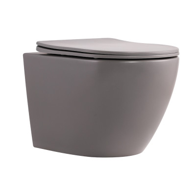 Унітаз підвісний Robin Ultra Quiet 520×365×340 мм, Stone grey, з сидінням Slim Duroplast / Soft-close / Quick Release QTROB26SG48996 Qtap