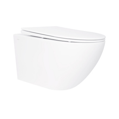 Унітаз підвісний Jay Rimless 520х360х320 мм, White, з сидінням Slim Duroplast/ Soft-close/ Quick Release QT07335176W Qtap