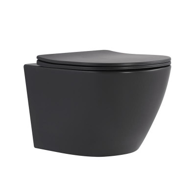 Унітаз підвісний Robin Ultra Quiet 490×365×325 мм, Anthracite, з сидінням Slim Duroplast / Soft-close / Quick Release QT13332381АSAN Qtap