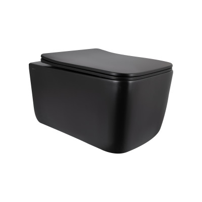 Унітаз підвісний Gemini Ultra Quiet 520×360×350 мм, Matt Black, з сидінням Slim Duroplast/ Soft-close/ Quick Release QTGEM28BLM50505 Qtap Унітаз підвісний Gemini Ultra Quiet 520×360×350 мм, Matt Black, з сидінням Slim Duroplast/ Soft-close/ Quick Release QTGEM28BLM50505 Qtap