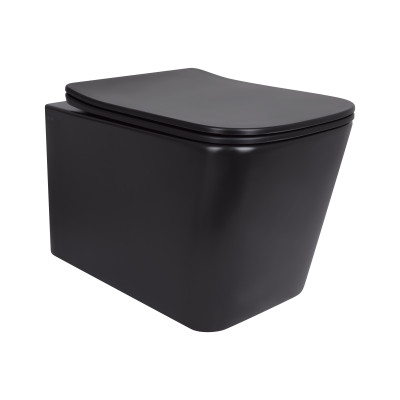 Унітаз підвісний Tern New Ultra Quiet 490x365x325 мм, Matt Black, з сидінням Slim Duroplast/ Soft-close/ Quick Release QT17332303ASMB Qtap