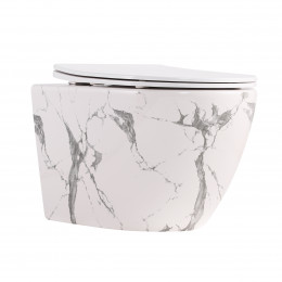 Унітаз підвісний Robin Ultra Quiet 520×365×340 мм, Marble, з сидінням Slim Duroplast / Soft-close / Quick Release QTROB26MR48998 Qtap