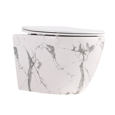 Унітаз підвісний Robin Ultra Quiet 520×365×340 мм, Marble, з сидінням Slim Duroplast / Soft-close / Quick Release QTROB26MR48998 Qtap