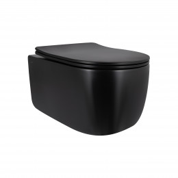 Унітаз підвісний Taurus Ultra Quiet 515×360×350 мм, Matt Black, з сидінням Slim Duroplast / Soft-close / Quick Release QTTAU28BLM50504 Qtap Унітаз підвісний Taurus Ultra Quiet 515×360×350 мм, Matt Black, з сидінням Slim Duroplast / Soft-close / Quick Release QTTAU28BLM50504 Qtap