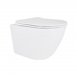 Унітаз підвісний Robin Ultra Quiet 490x365x325 мм, White, з сидінням Slim Duroplast/ Soft-close/ Quick Release QT13332381АSW Qtap