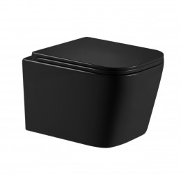 Унітаз підвісний Crow Ultra Quiet 485×340×290 мм, Matt Black, з сидінням Slim Duroplast/ Soft-close/ Quick Release QT05335171MB Qtap