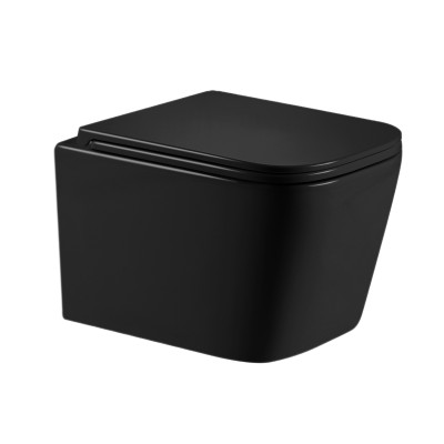 Унітаз підвісний Crow Ultra Quiet 485×340×290 мм, Matt Black, з сидінням Slim Duroplast/ Soft-close/ Quick Release QT05335171MB Qtap Унітаз підвісний Crow Ultra Quiet 485×340×290 мм, Matt Black, з сидінням Slim Duroplast/ Soft-close/ Quick Release QT05335171MB Qtap