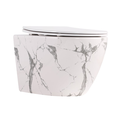 Унітаз підвісний Robin Ultra Quiet 490×365×325 мм, Marble, з сидінням Slim Duroplast / Soft-close / Quick Release QT13332381АSMR Qtap