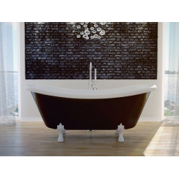 Ванна AMELIA ретро 190х77 чорна зовні біла всередині, з одним отвором, з ногами білими