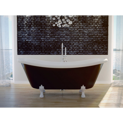 Ванна AMELIA ретро 190х77 чорна зовні біла всередині, з одним отвором, з ногами білими Ванна AMELIA ретро 190х77 чорна зовні біла всередині, з одним отвором, з ногами білими