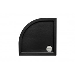 Піддон півкруглий ARON SlimLine Stone Effect 90x90 чорний мат