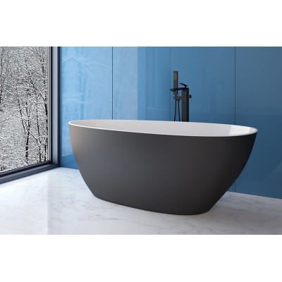 Ванна GOYA 170х72 чорна матова зовні біла всередині з сифоном клік-клак