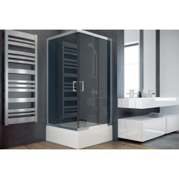 Кабіна квадратна MODERN 90x90x165 універсальна: скло grigio, профіль хромований Кабіна квадратна MODERN 90x90x165 універсальна: скло grigio, профіль хромований
