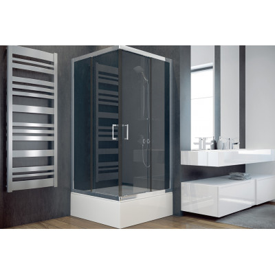 Кабіна квадратна MODERN 90x90x165 універсальна: скло grigio, профіль хромований Кабіна квадратна MODERN 90x90x165 універсальна: скло grigio, профіль хромований