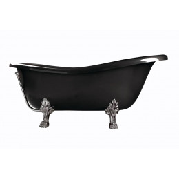 Ванна акрилова OTYLIA ретро 170х77 чорна зовні чорна всередині з ногами хром