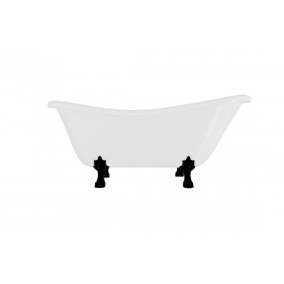 Ванна акрилова OTYLIA ретро 160х77 з 2 отворами (злив і перелив), з ногами чорними, без сифона