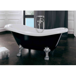 Ванна OTYLIA ретро 170х77 чорна зовні біла всередині з ногами хром