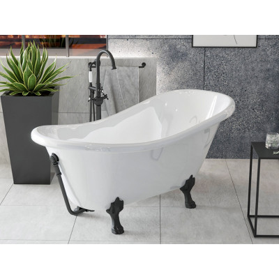 Ванна акрилова OTYLIA ретро 170х77 з 1 отвором (злив) з ногами чорними, без сифона Ванна акрилова OTYLIA ретро 170х77 з 1 отвором (злив) з ногами чорними, без сифона