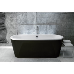 Ванна VICTORIA 160х75 з сифоном (чорна зовні, біла всередині)
