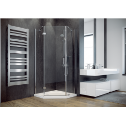 Кабіна п’ятикутна VIVA 90x90x195 права, скло прозоре, профіль хромований