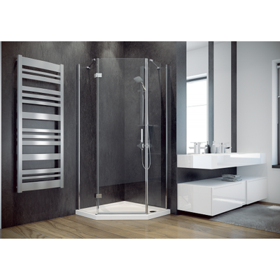 Кабіна п’ятикутна VIVA 90x90x195 права, скло прозоре, профіль хромований