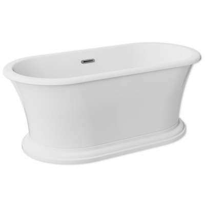 Ванна акрилова вільностояча ZIVA 160х75 з білим постаментом, з сифоном клік-клак хром з тонким переливом Ванна акрилова вільностояча ZIVA 160х75 з білим постаментом, з сифоном клік-клак хром з тонким переливом